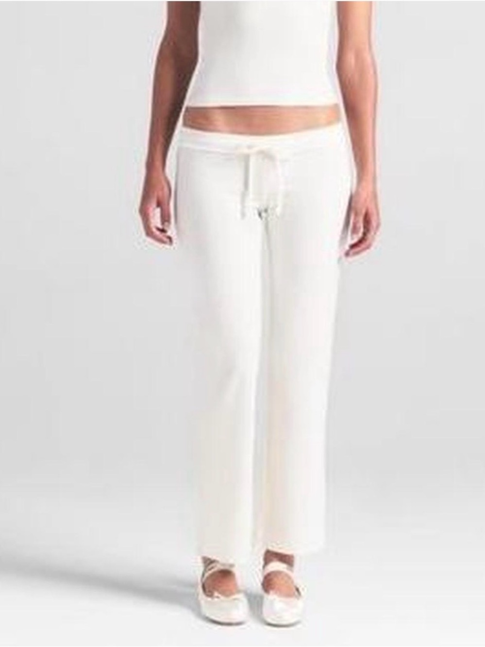 Skims Low Rise Cotton Jersey Pants White
